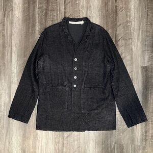 Album Di Famiglia Cotton Linen Big Blazer Charcoal Oversize Shirt Jacket - Large